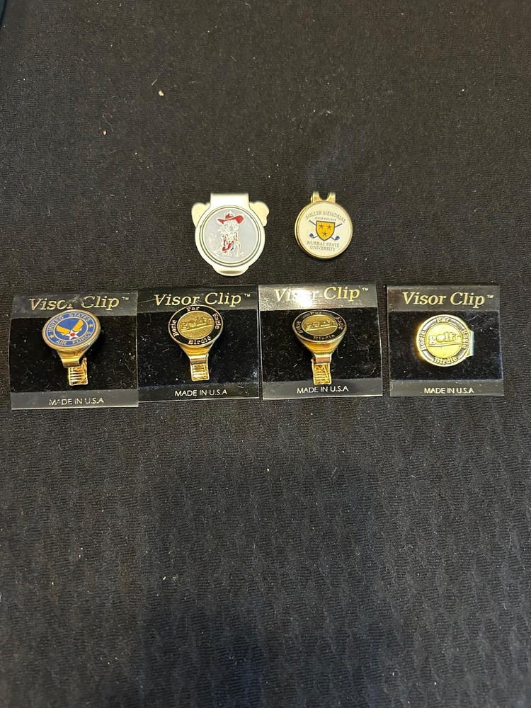 Lot Of 6 Assorted Golf Visor Clips