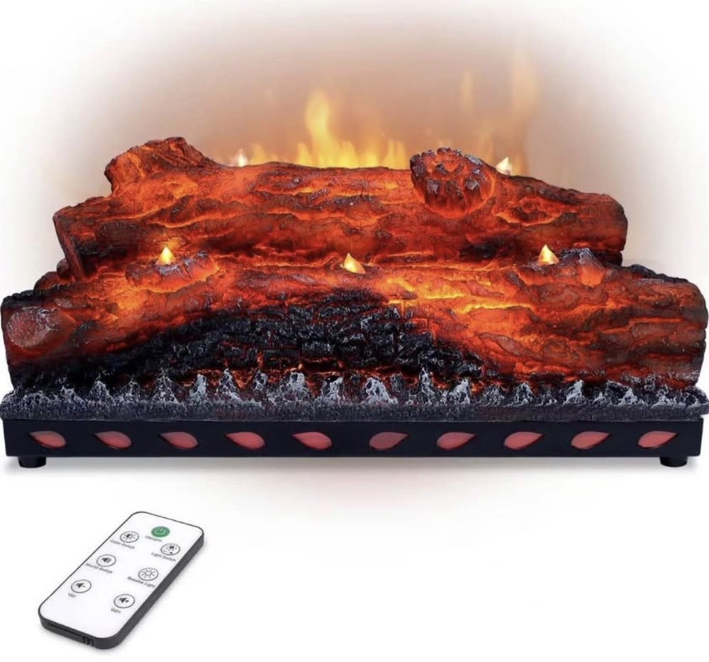 USB-Powered LED Electric Fireplace Logs with Remote Control - Realistic Decor