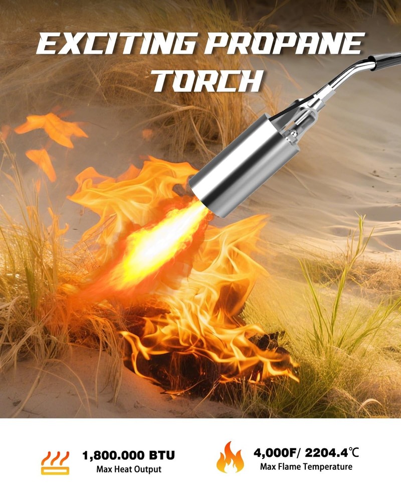 Propane Torch Weed Burner Kit, High Output with Long/Short Mode,Self Igniter ...