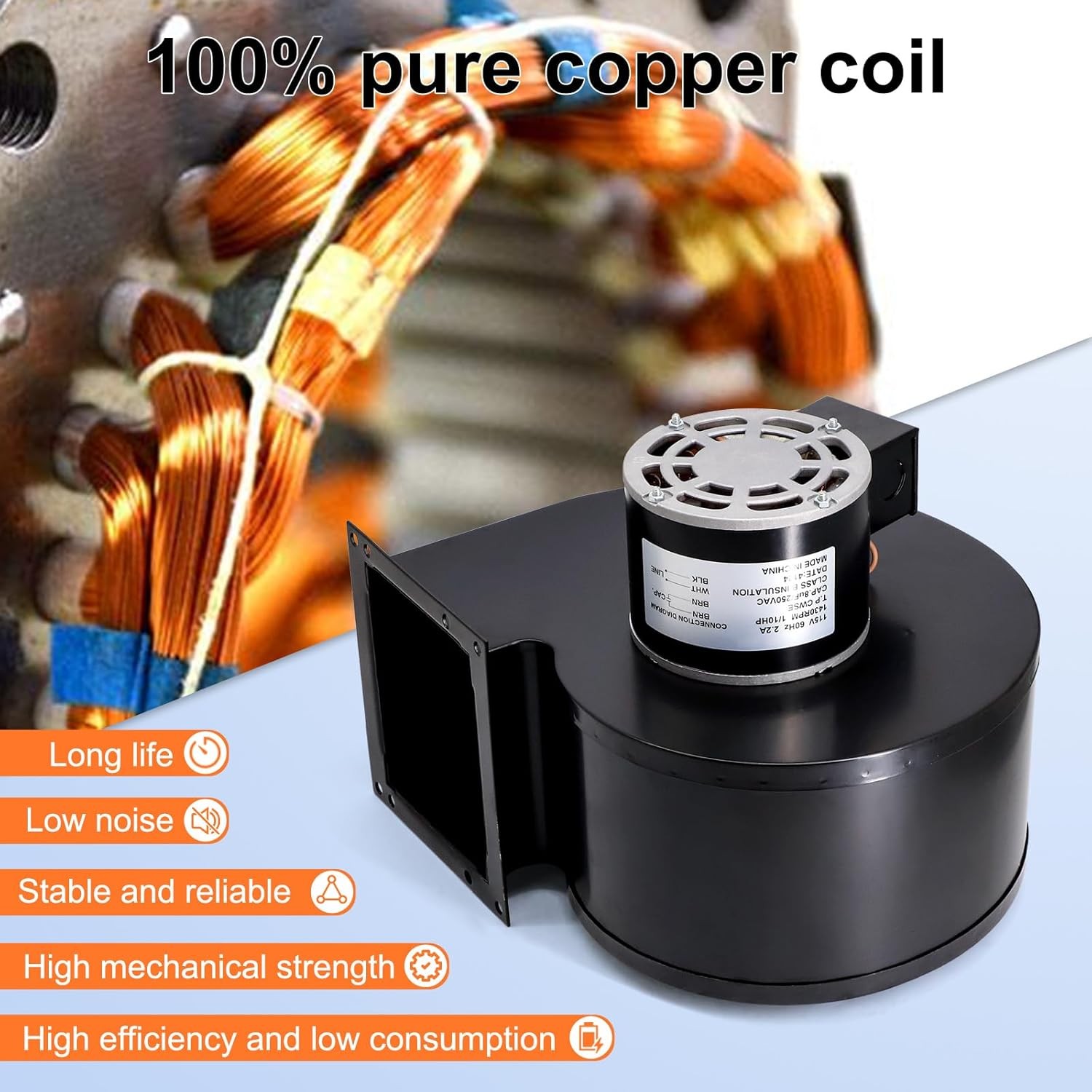 For Pellet Stoves,Wood Stoves,Furnaces,Fireplace Replacement Dayton 1TDT2 Blower