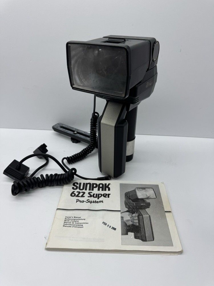 Sunpak 622 Super Pro System Flash w/ Handle SH-1 Cord Manual Tested