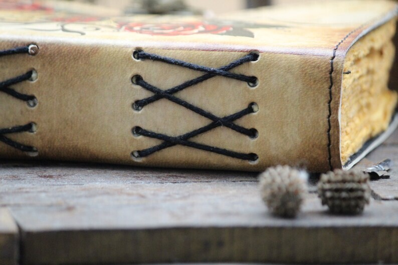 Skull Printed Leather Journal Custom Personalized Notebook Unique Vintage Design