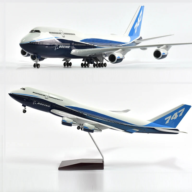 Airplane Aircraft 1/150 B747 Boeing 747-400 Plane Model Replica Resin LED Lights