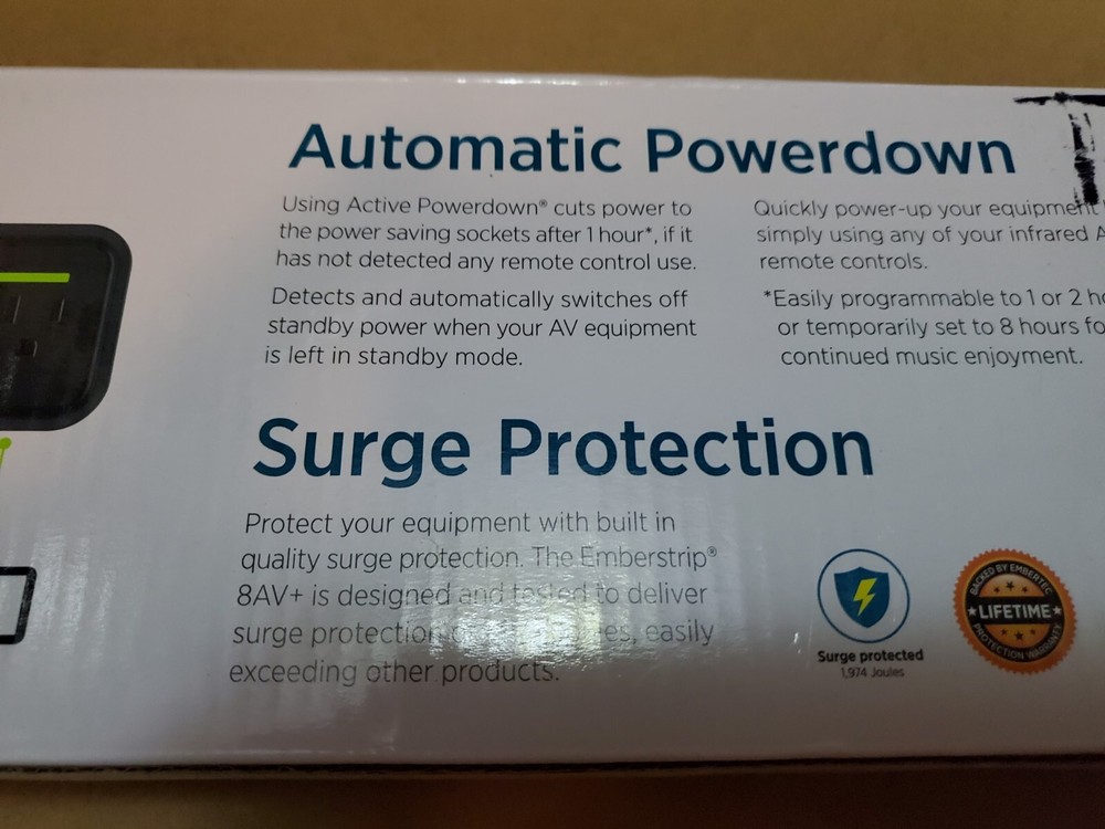 Embertec Emberstrip 8AV+ Fully Automatic Bluetooth Smart Sensor Surge Protected
