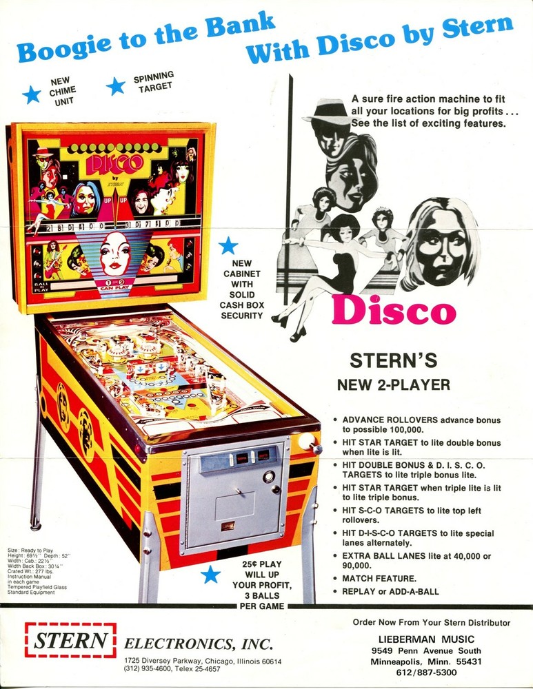 Disco Stern Pinball - Flyer/ Brochure / Ad - Nice