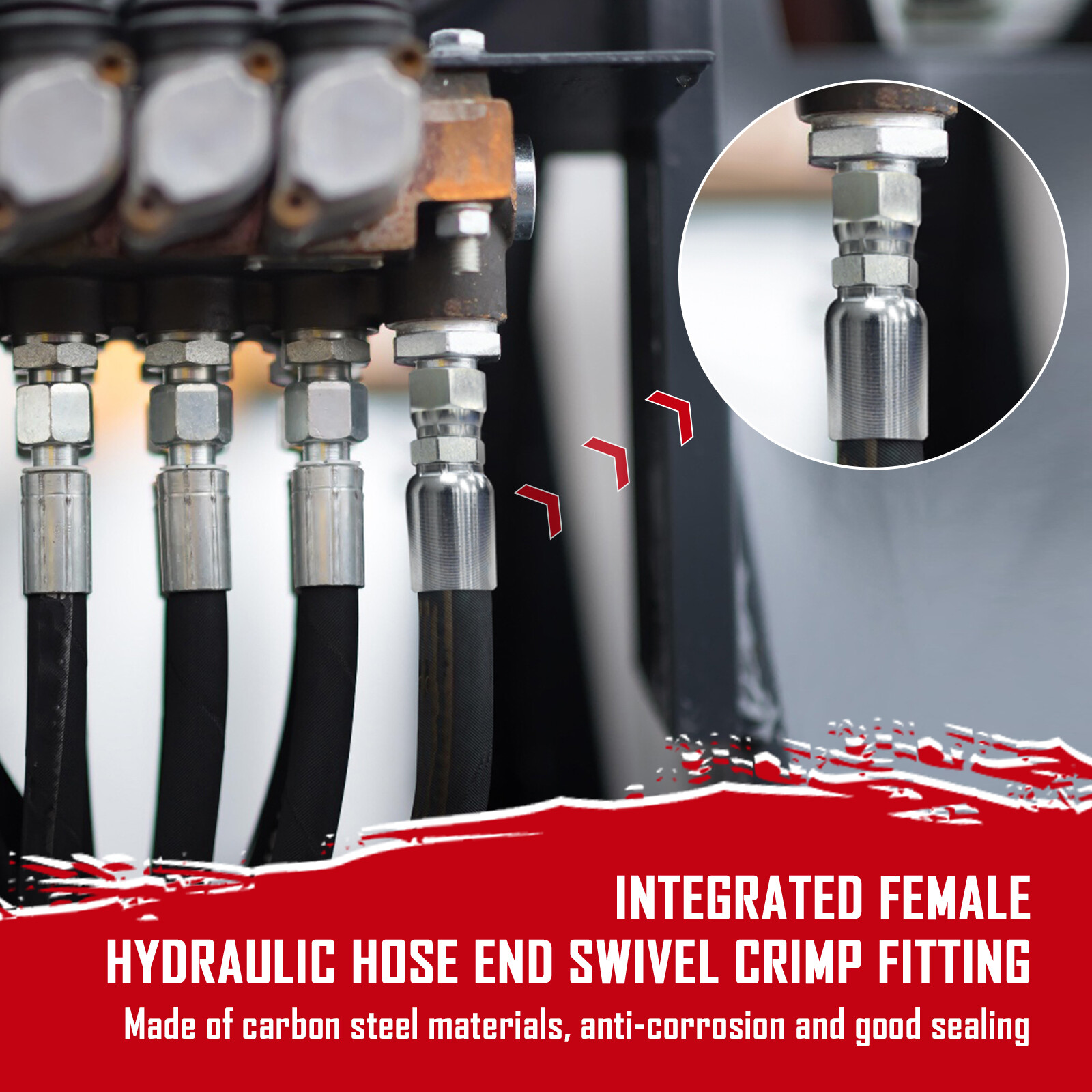 12 Pack 1/2" Hose x 1/2" JIC 37° Female Hydraulic Hose End Swivel Crimp Fitting