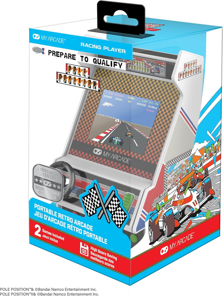 Pole Position Racing Player: Retro Mini Arcade Game Console with 2 Games