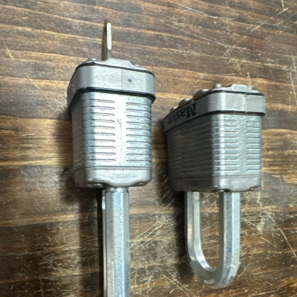 2 large master locks with one key fits both