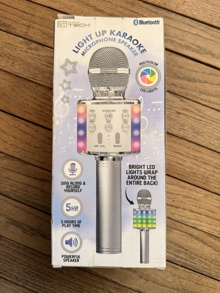 Simply Tech Light Up Karaoke Microphone Speaker Multicolor Bluetooth
