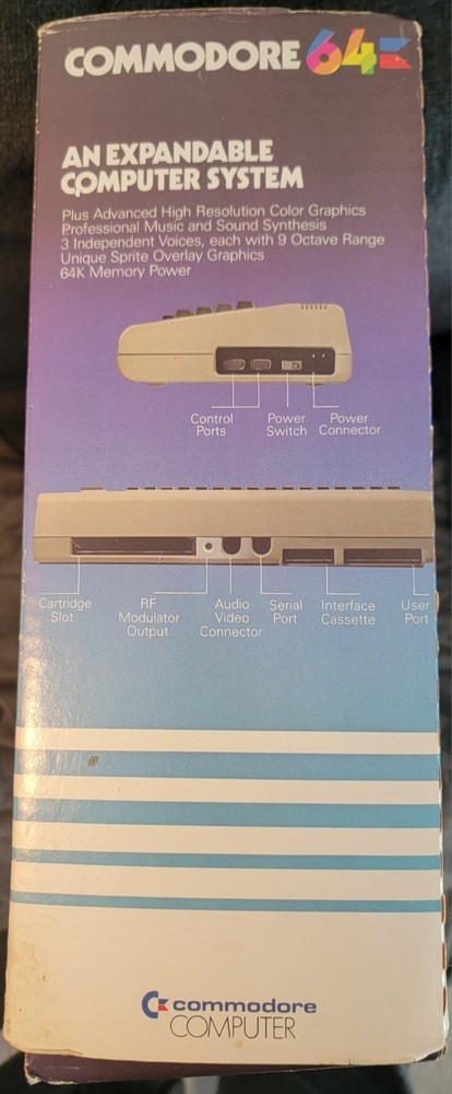 Commodore 64 Computer In Original Box w Cords and User's Guide POWERS ON
