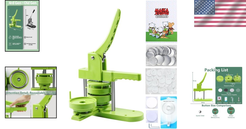 Premier 75mm Button Maker Machine with Circle Cutter - Unleash Creativity
