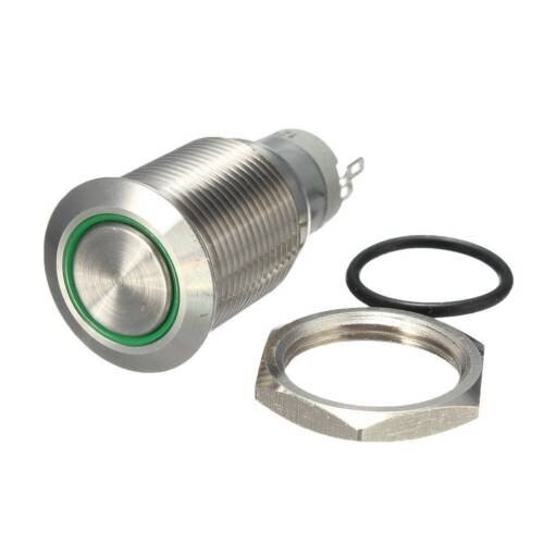 LED ON/OFF Stainless Steel Push Button Panel Mount Switch w/Harness