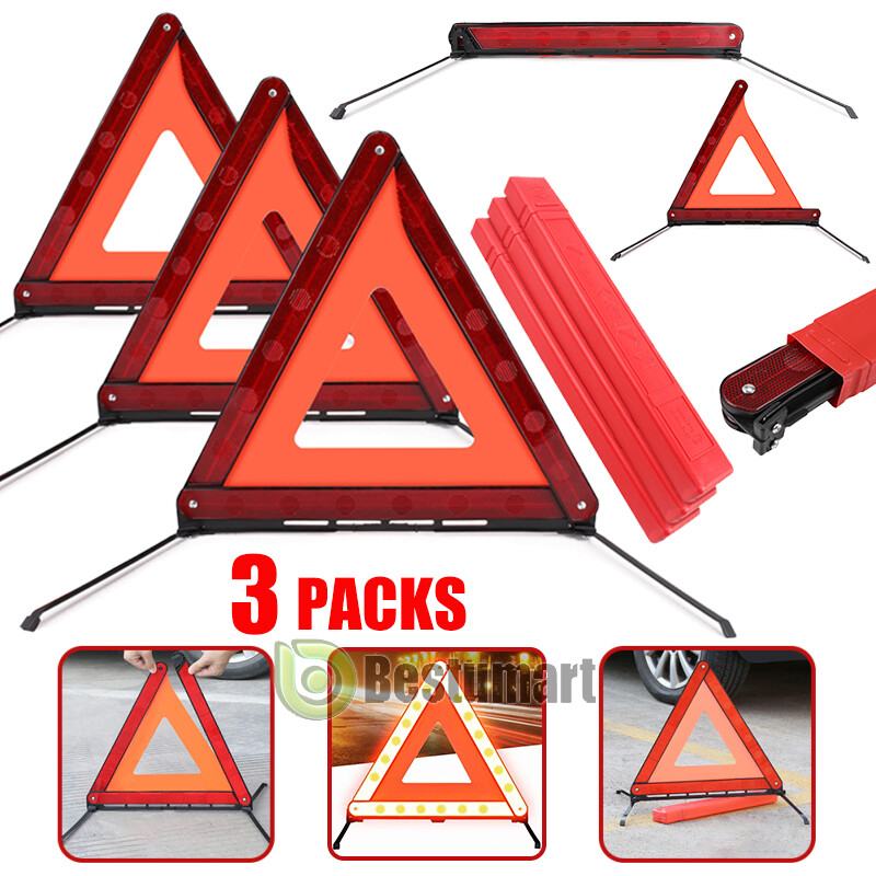 Emergency Warning Triangle DOT Approved Reflective Safety Roadside Kit for Car