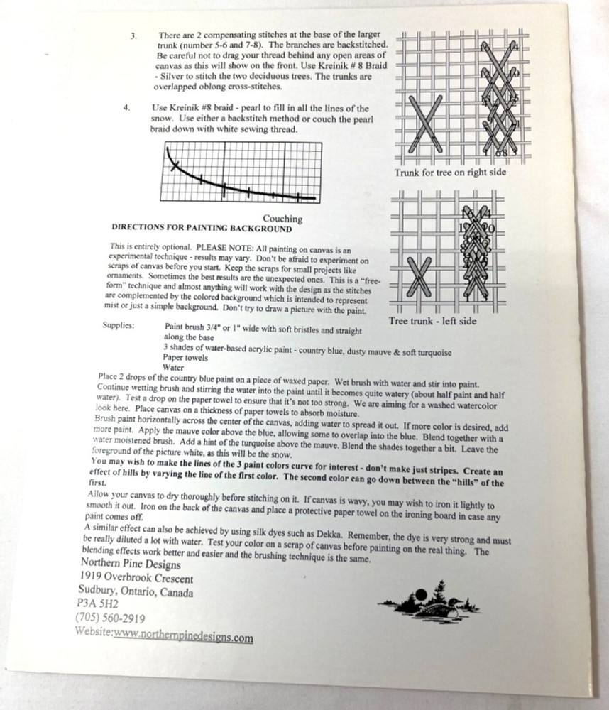 RARE Northern Pine Designs "Winter Dawn" Charted Canvaswork Pattern