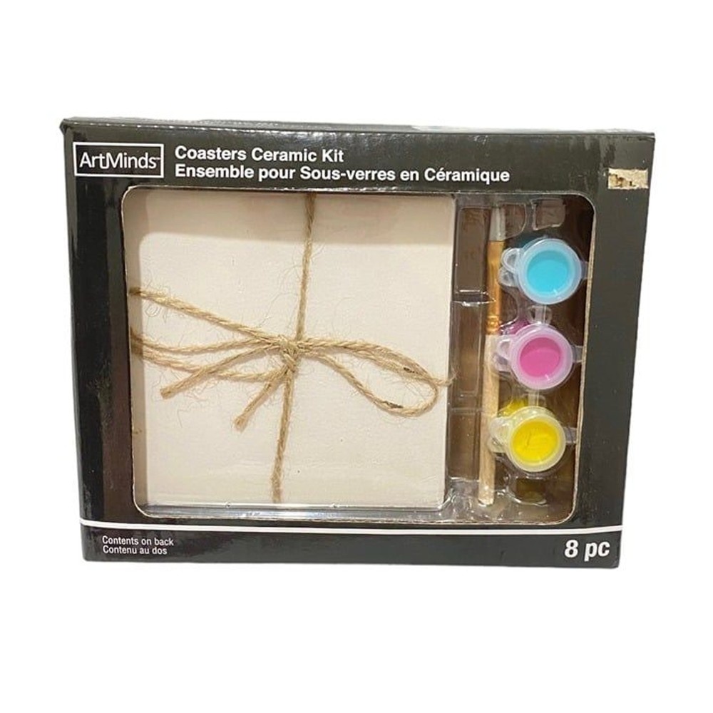 ArtMinds Ceramic Coaster Kit 8 Piece DIY Paintable