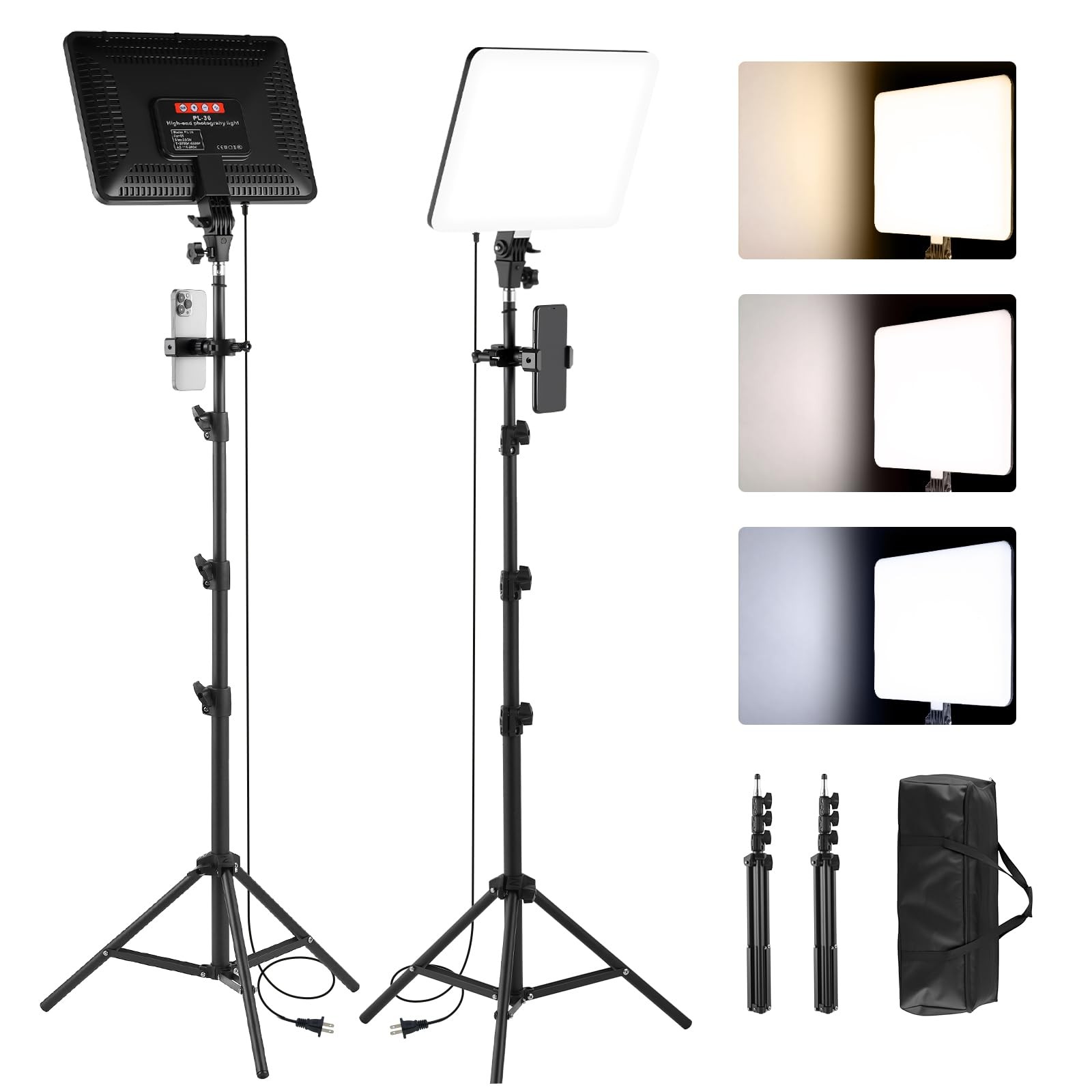 Studio Lights for Video Recording, 2-Pack Photography Lighting Kit with 75'' ...