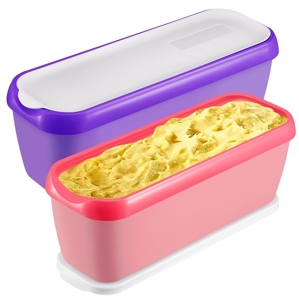 2 Pack 1.5 Quart Ice Cream Containers Reusable Freezer Tubs
