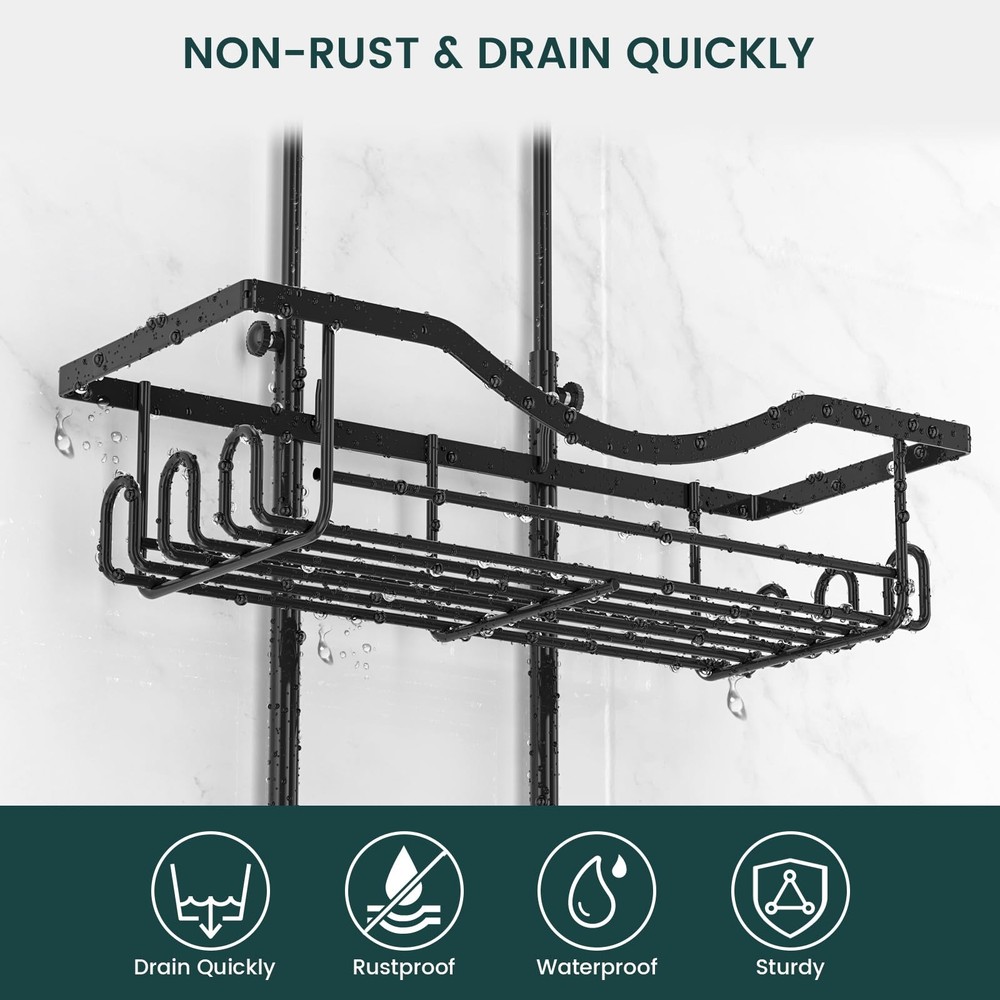 Shower Caddy Hanging Adjustable Shower Caddy, Rustproof Shower Organizer Exte...