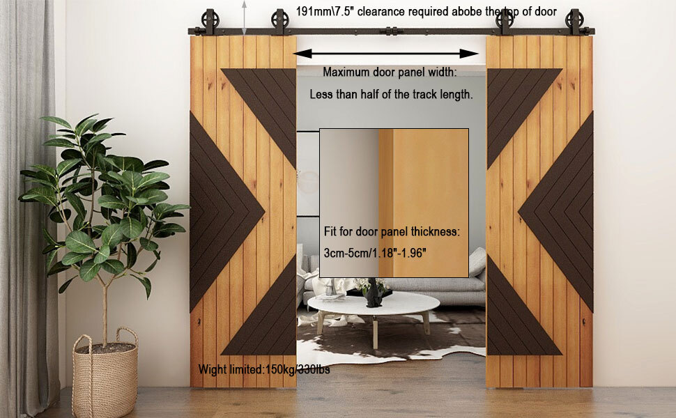 4-12FT Sliding Barn Door Hardware Kit Single Double Doors Medium Wheel RollerKit