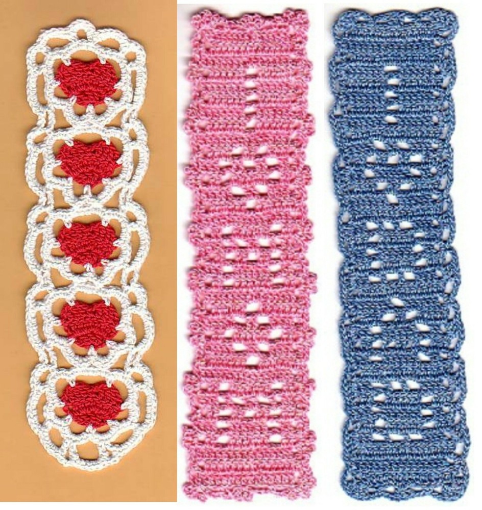 Set of 3 Crocheted Love Themed Bookmark Patterns Instructions Only