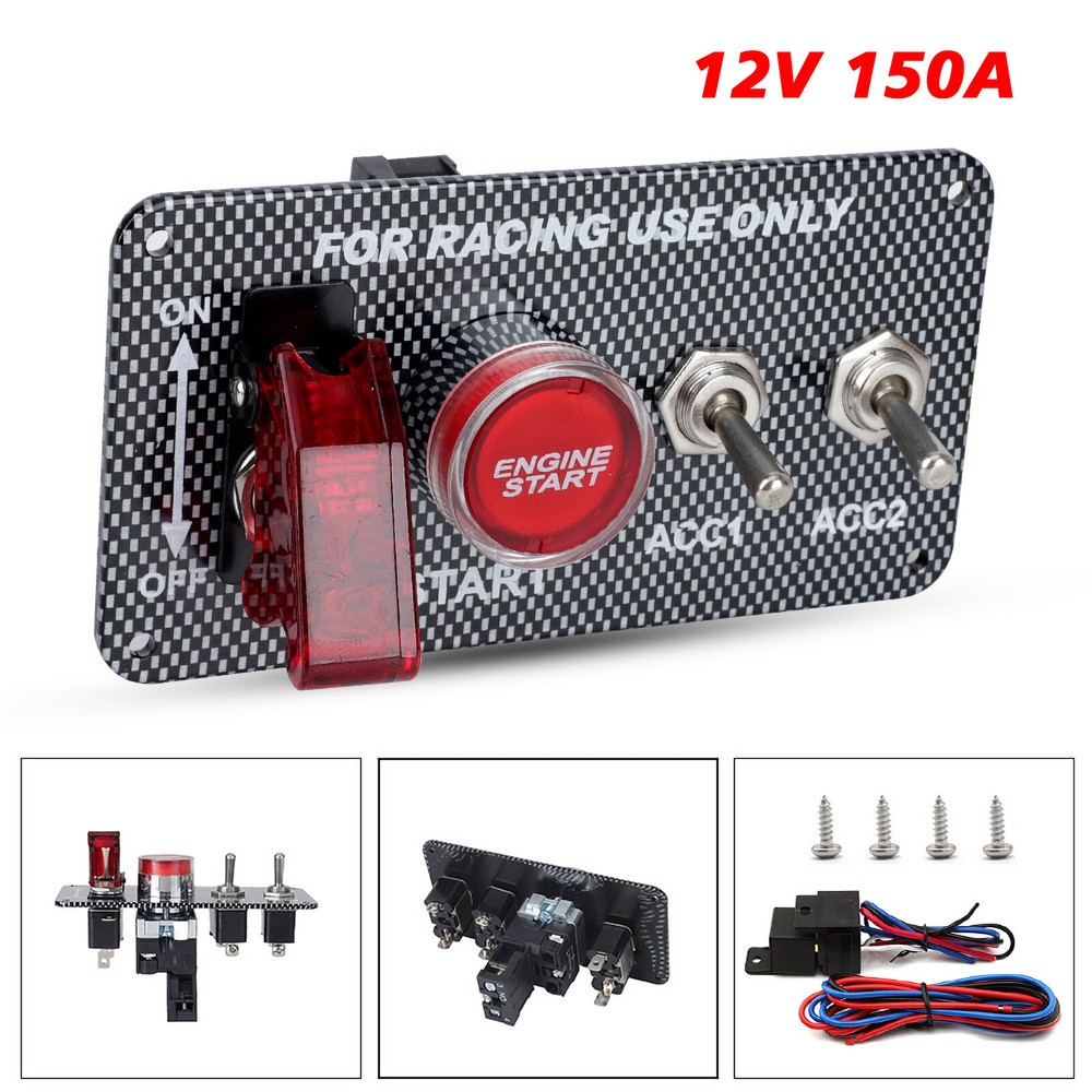 Racing Car Carbon Ignition Button Panel Engine Start Push Carbon Fiber Switch