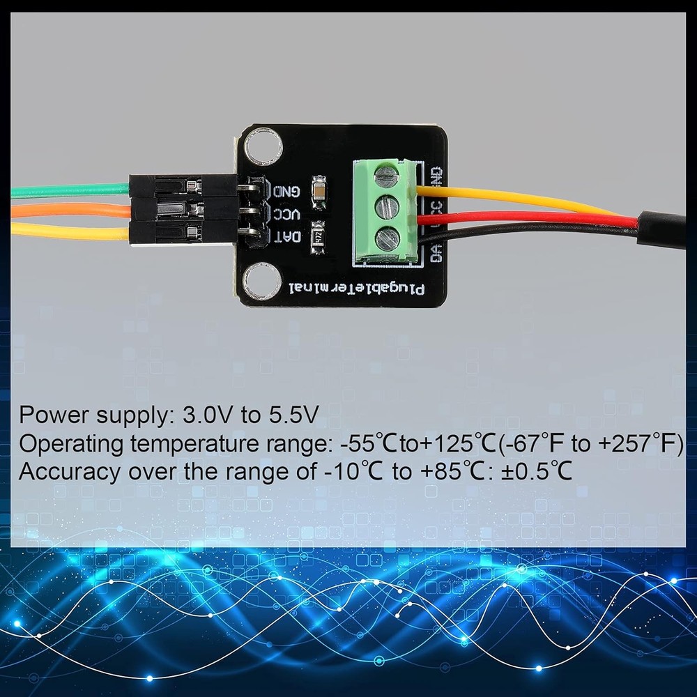 4 Sets DS18B20 Temperature Sensor Module Kit with 1 m/ 3.2 Ft Waterproof Digital