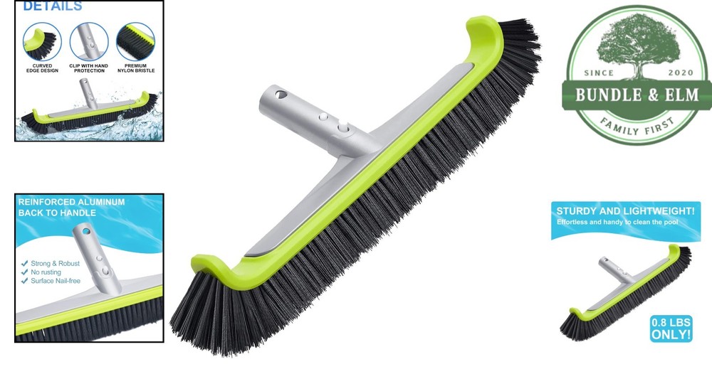Effortless 17.5 Inch Pool Brush with Angled Handle for Optimal Cleaning Position