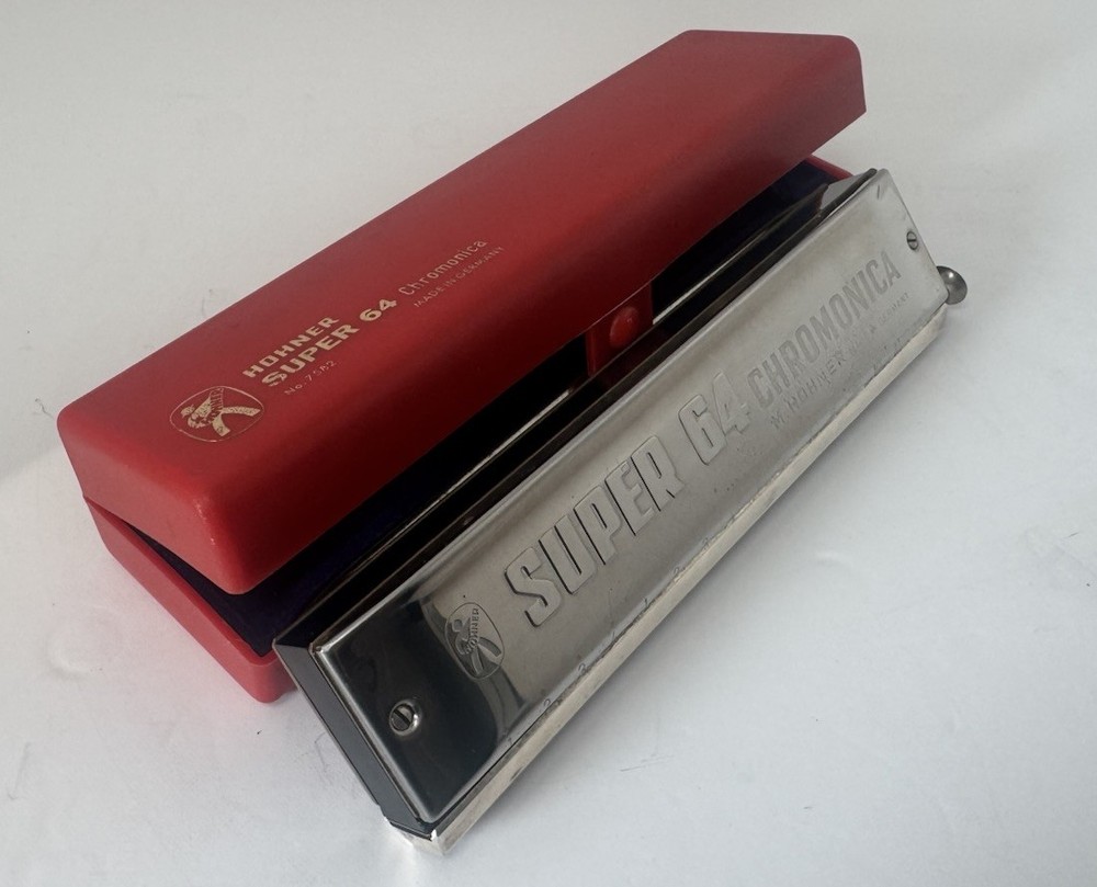 Vintage Hohner Super 64 Chromonica Harmonica No. 7582 Working With Case