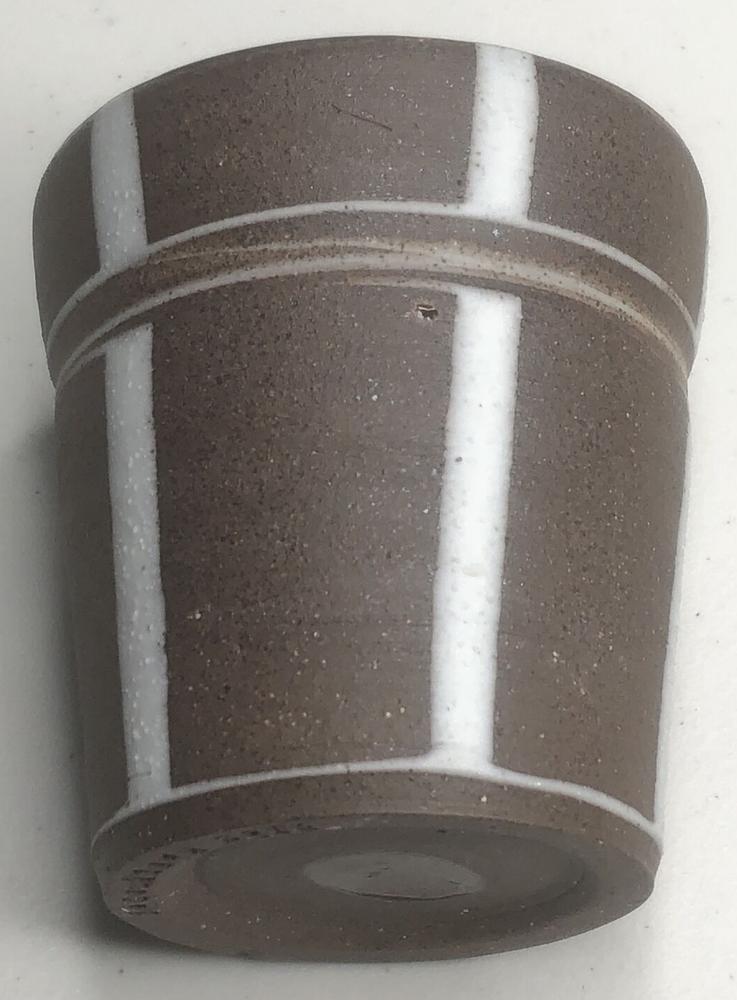 J*DOUBLE*U Wheel Thrown Brown Clay / White Porcelain Ceramic Cup Signed & Dated