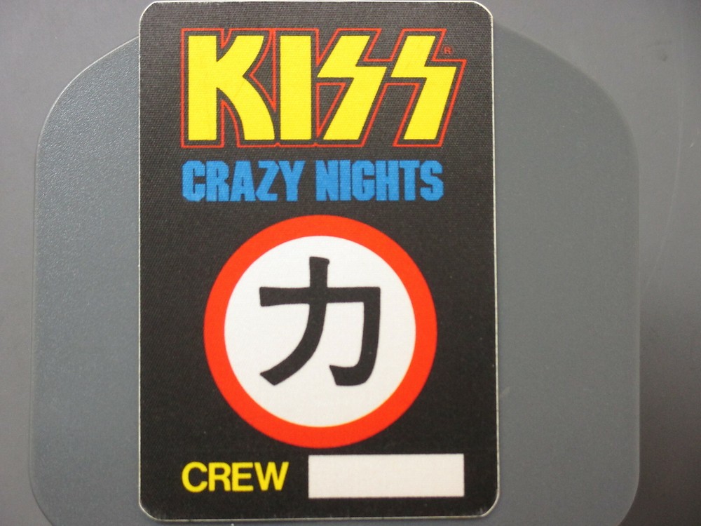 KISS backstage pass satin cloth sticker Crazy Nights black rectangle AUTHENTIC