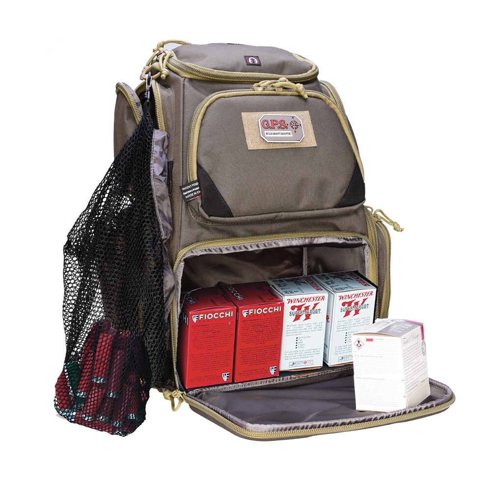 GPS Sporting Clays Backpack w/ ID Storage, Pullout Rain Cover, Olive #GPS-1611SC