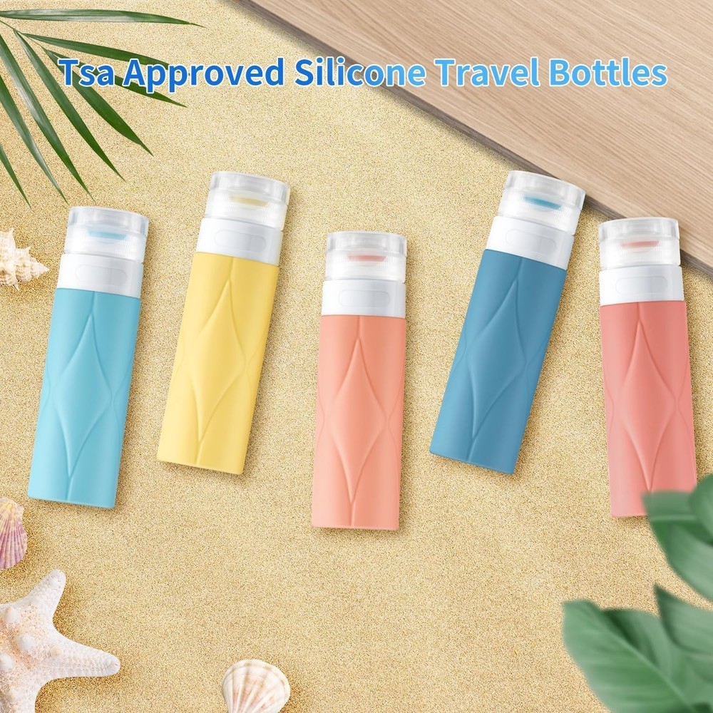 Compact Travel Essential: 4 Silicone Bottles, Leak Proof & TSA Friendly (60ml)