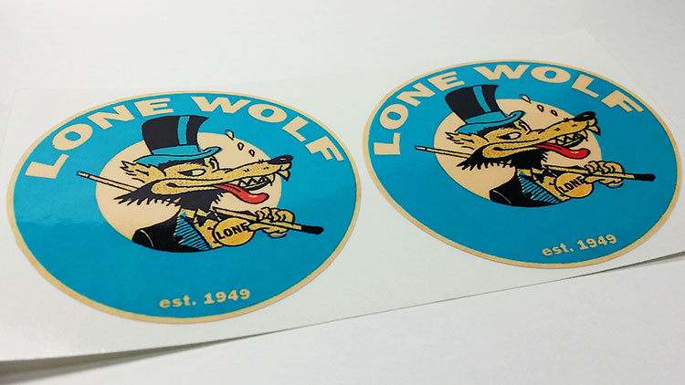 Pair 3" LONE WOLF Vintage Style DECAL, Vinyl STICKER, rat rod, racing, hot rod