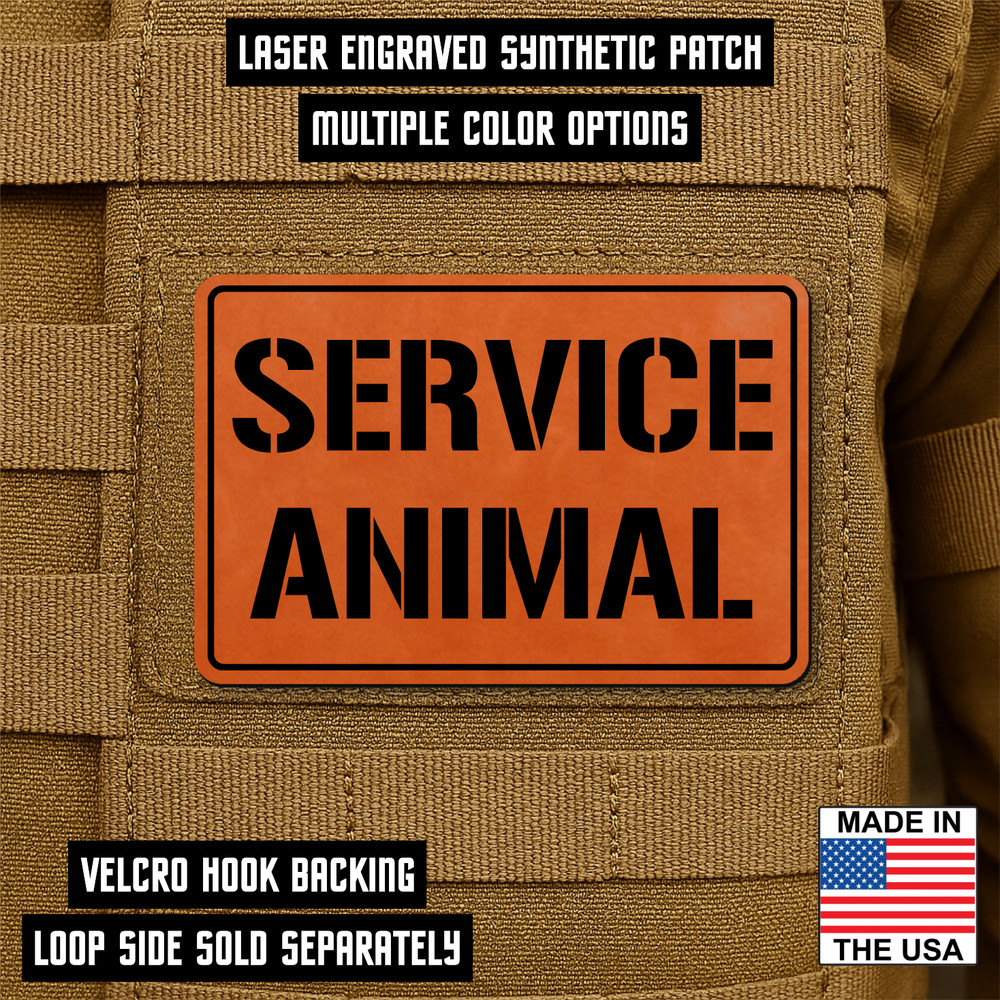 Service Animal ID Patch 2x3 Hook Loop Laser Engraved K9 Harness Morale Patch