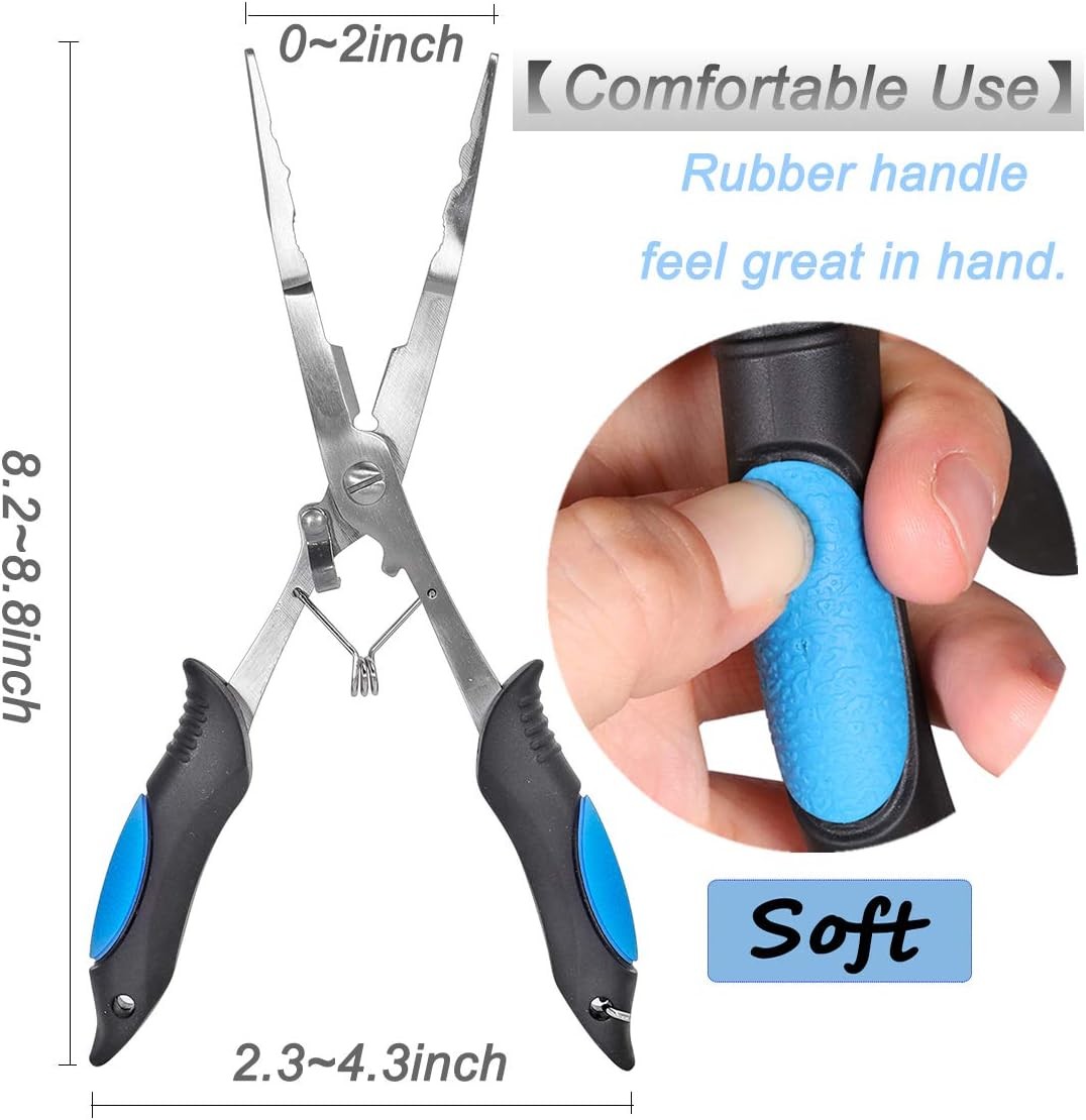 Fishing Pliers Stainless Steel Long Nose Hook Remover with Sheath and...