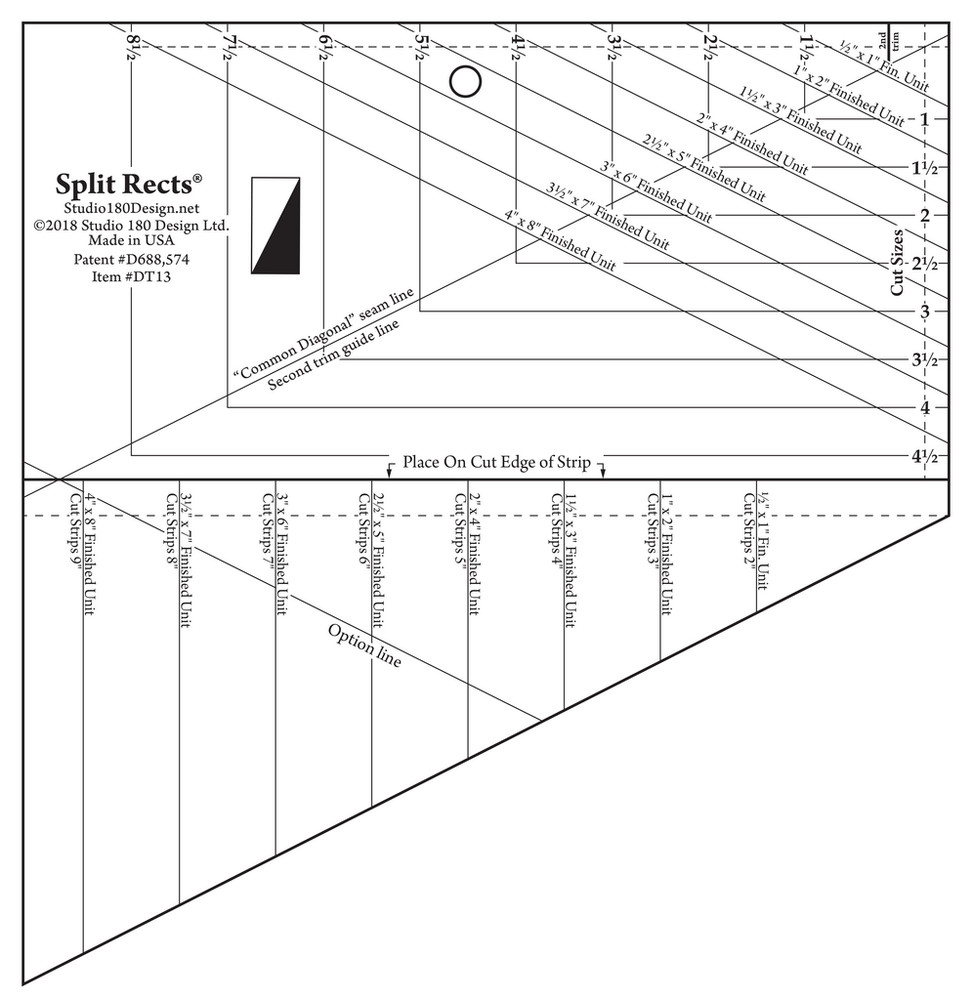 Studio 180 Design - Split Rects Quilting Template Ruler - DT13