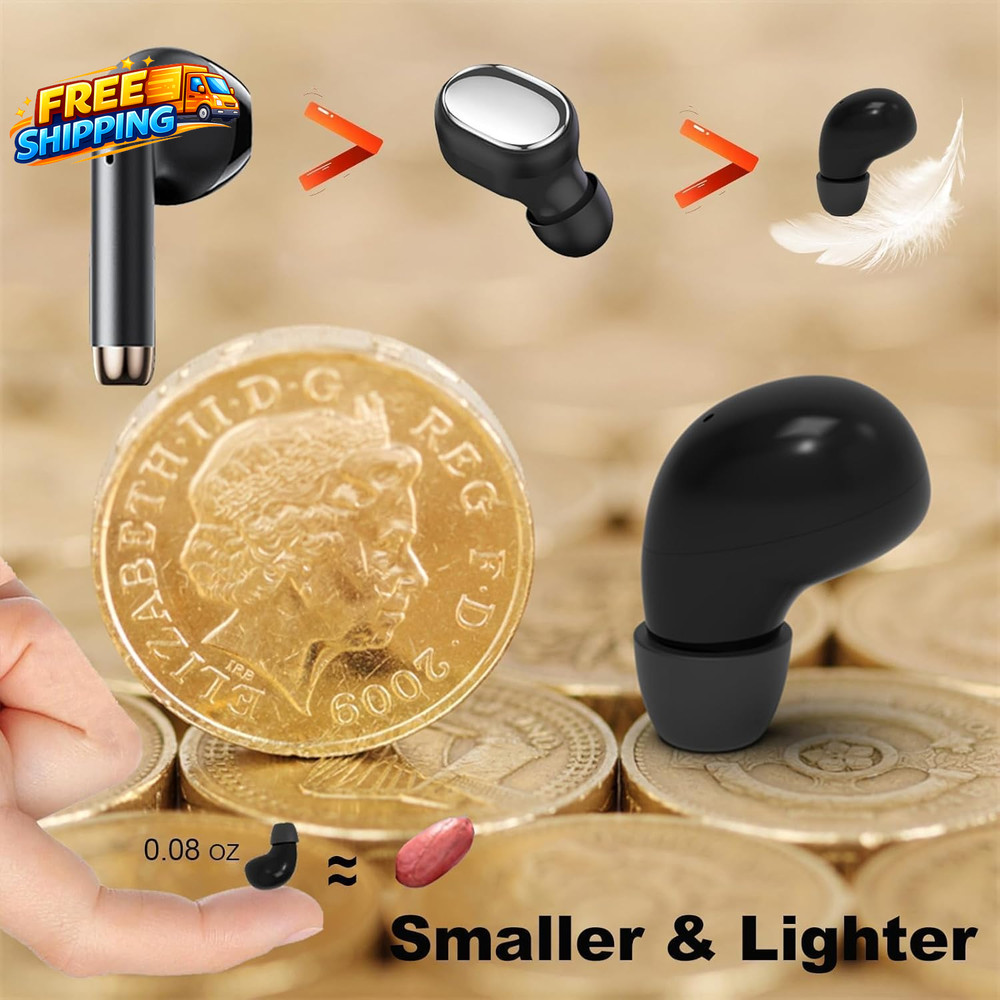 Small Mini Invisible Earbuds for Work Wireless Bluetooth Tiny Low Profile Micro