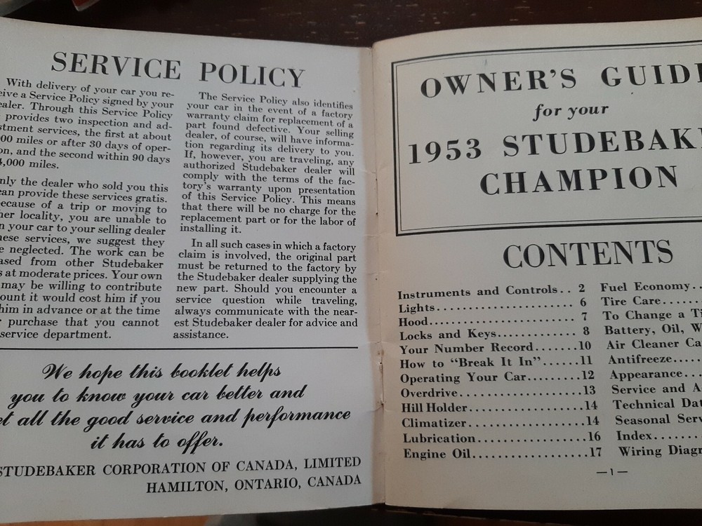 1953 Studebaker Manual And 1966 Studebaker Brochure