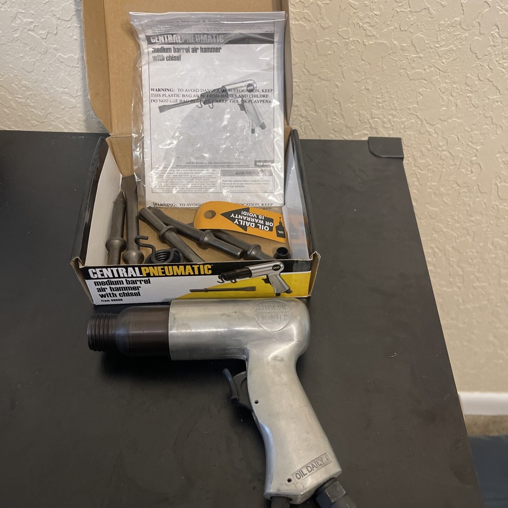 Air Impact Hammer : Medium Barrel with Chisel & Built-In Regulator