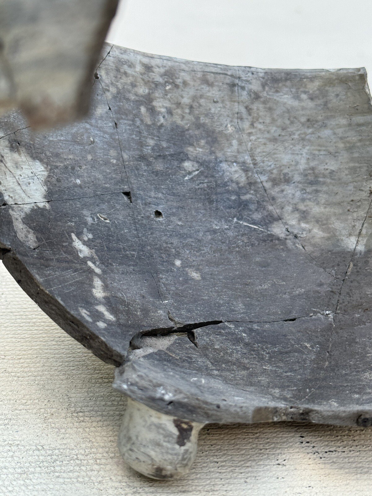 Native American PreColombian Rebuilt Footed Bowl Red Swirl Pattern Pottery Bowl