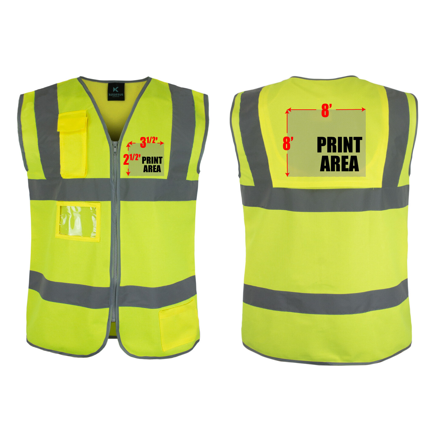 Safety Vest CUSTOM Hi-Vis PERSONALIZED Print in full color