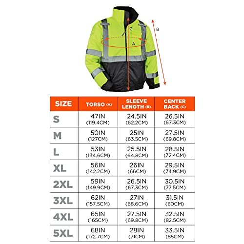 High Visibility Reflective Winter Bomber Jacket Black Bottom ANSI Compliant E...