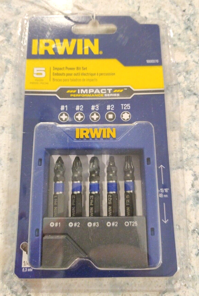 NEW IRWIN 1866976 IMPACT POWER BIT SET 5PC