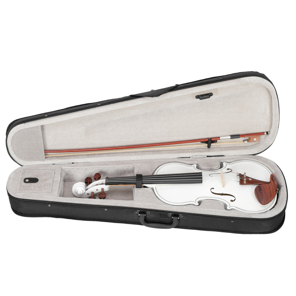 4/4 Full Size Violin with String Case Bow Rosin Tuner Shoulder Rest Matte White