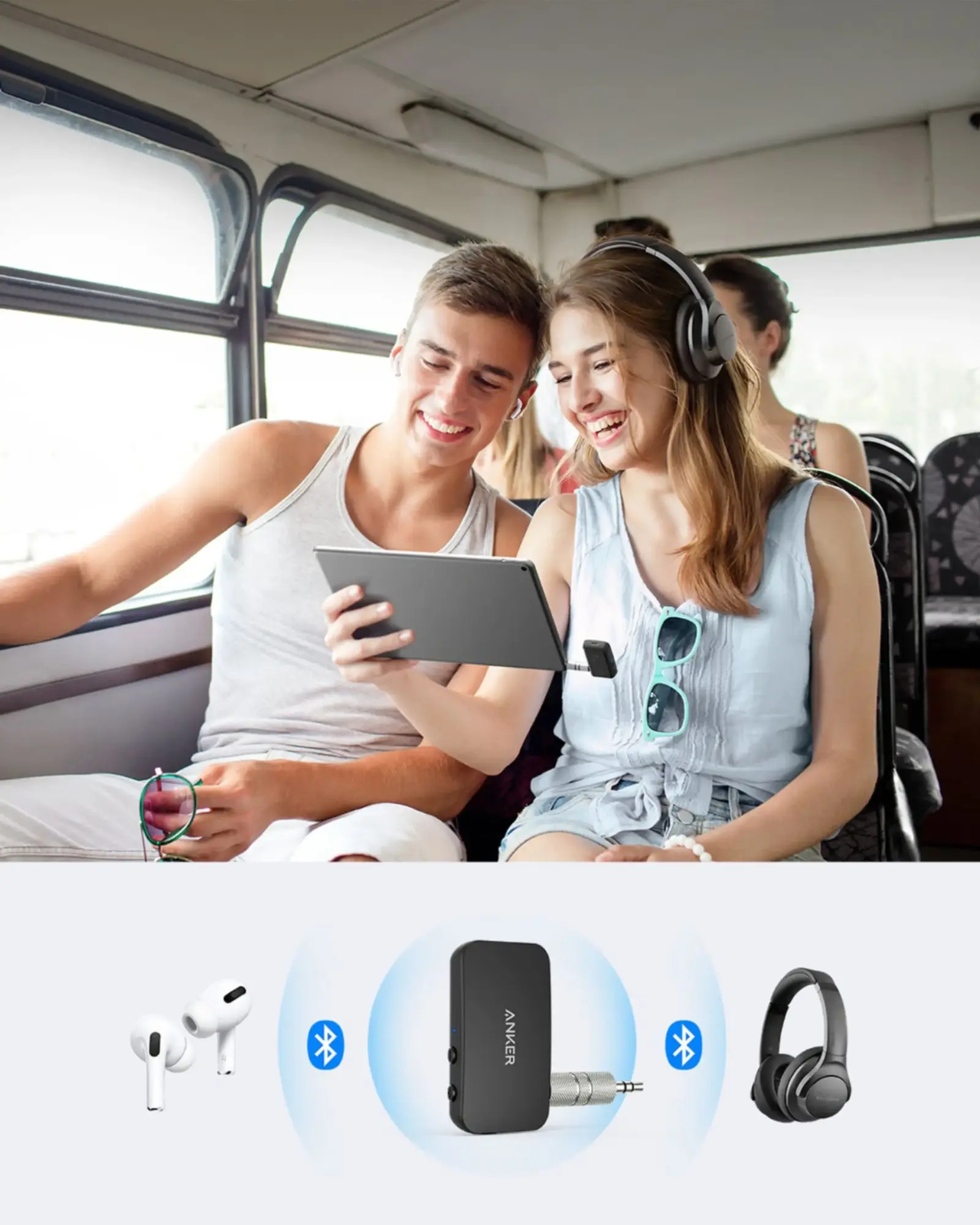 Anker - Soundsync Portable Bluetooth Transmitter with 10H Battery - Black