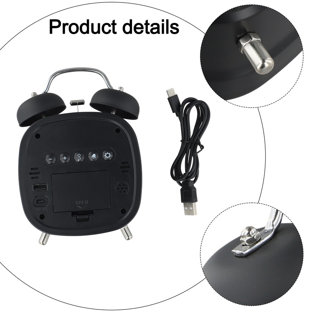Peaceful Environment Digital Clock USB Powered Alarm Mechanical Ringing Sound