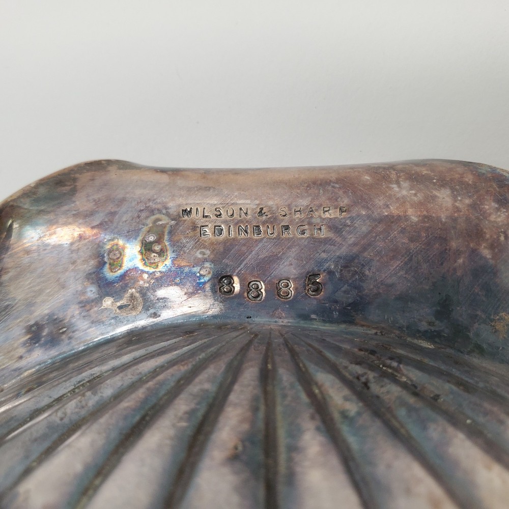 Antique Wilson & Sharp Edinburgh SCALLOP Shell Dish Silver‑Plate 8885 Footed