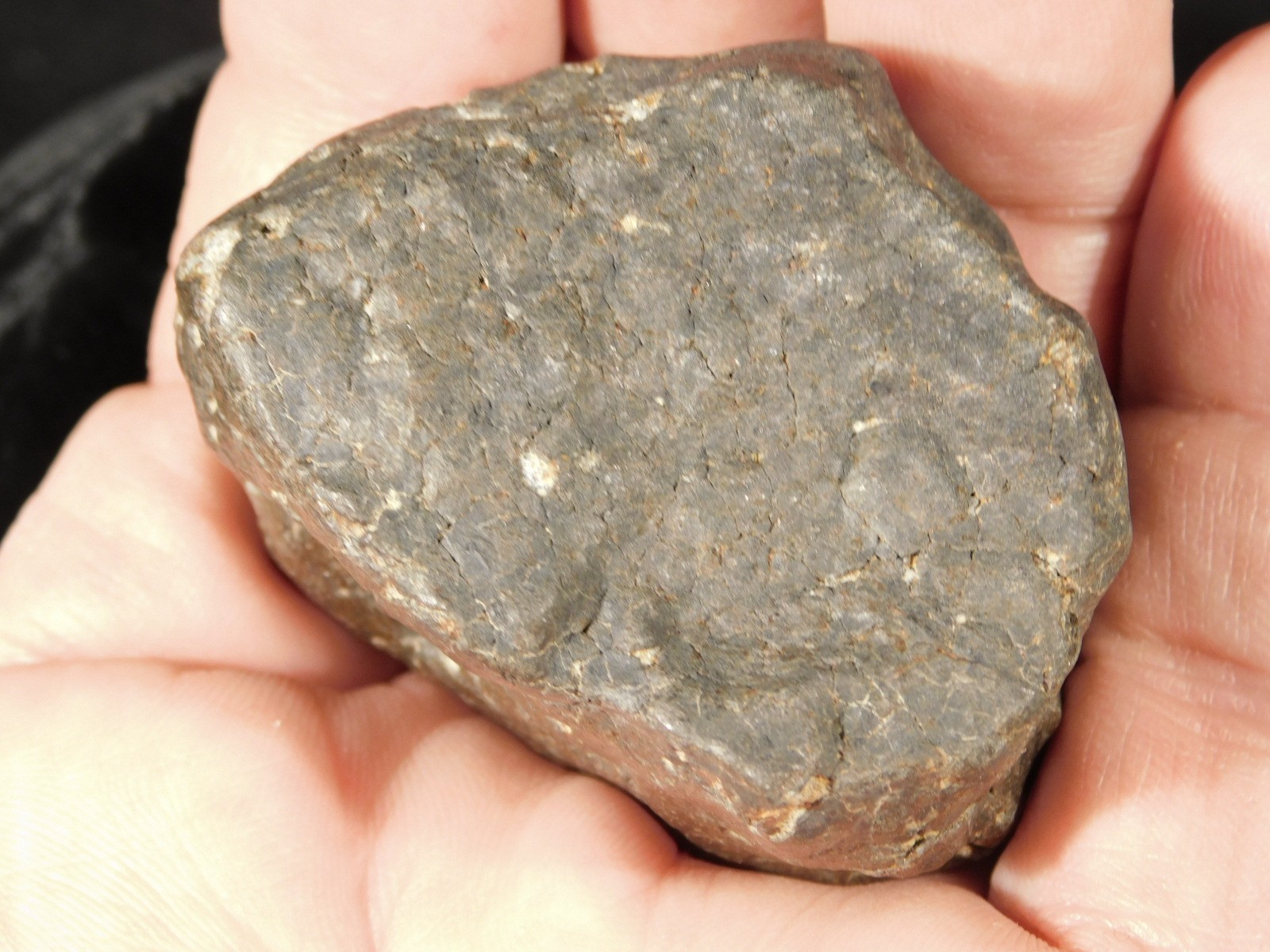 H6 Stony METEORITE Regmaglypts DARK Fusion Crust and Contraction CRACKS! 138gr