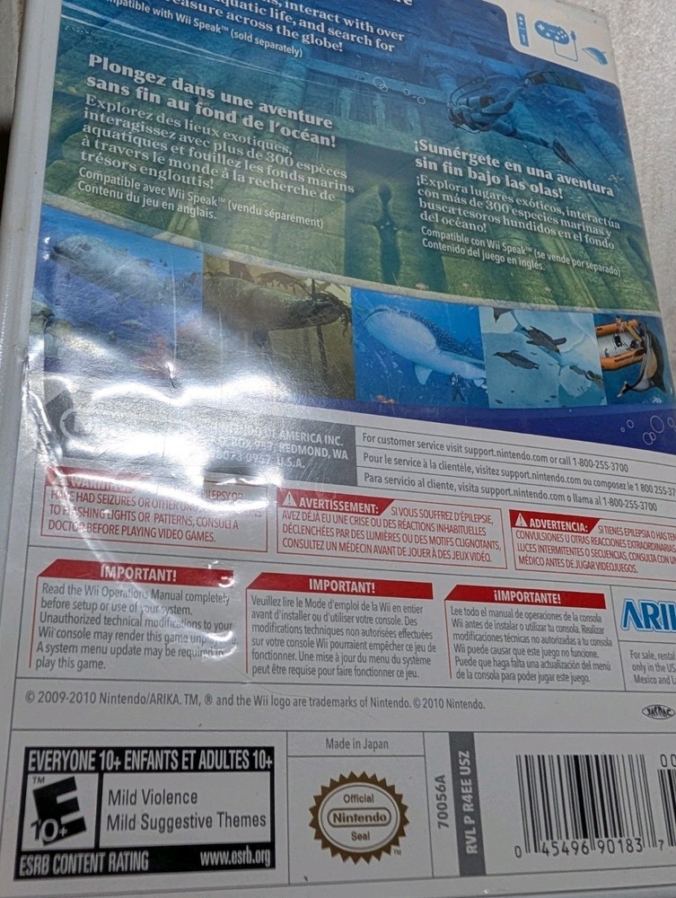 NO GAME Endless Ocean Blue World Case Nintendo Wii