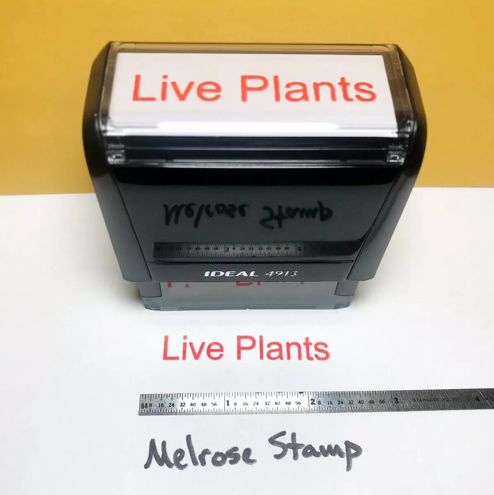 Live Plants Rubber Stamp Self Inking Red Ink Ideal 4913